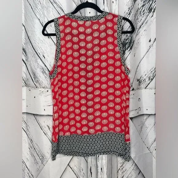 Tolani Floral Silk Sleeveless Top Red Black M - Picture 2 of 5